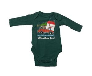 Life Is Good Baby Grinch Who-ville Or Bust One Piece Christmas Romper 3-6 Months